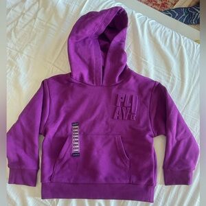 Okaidi- Girl's plain purple fleece/cotton sweatshirt hoodie. Size 3Yrs